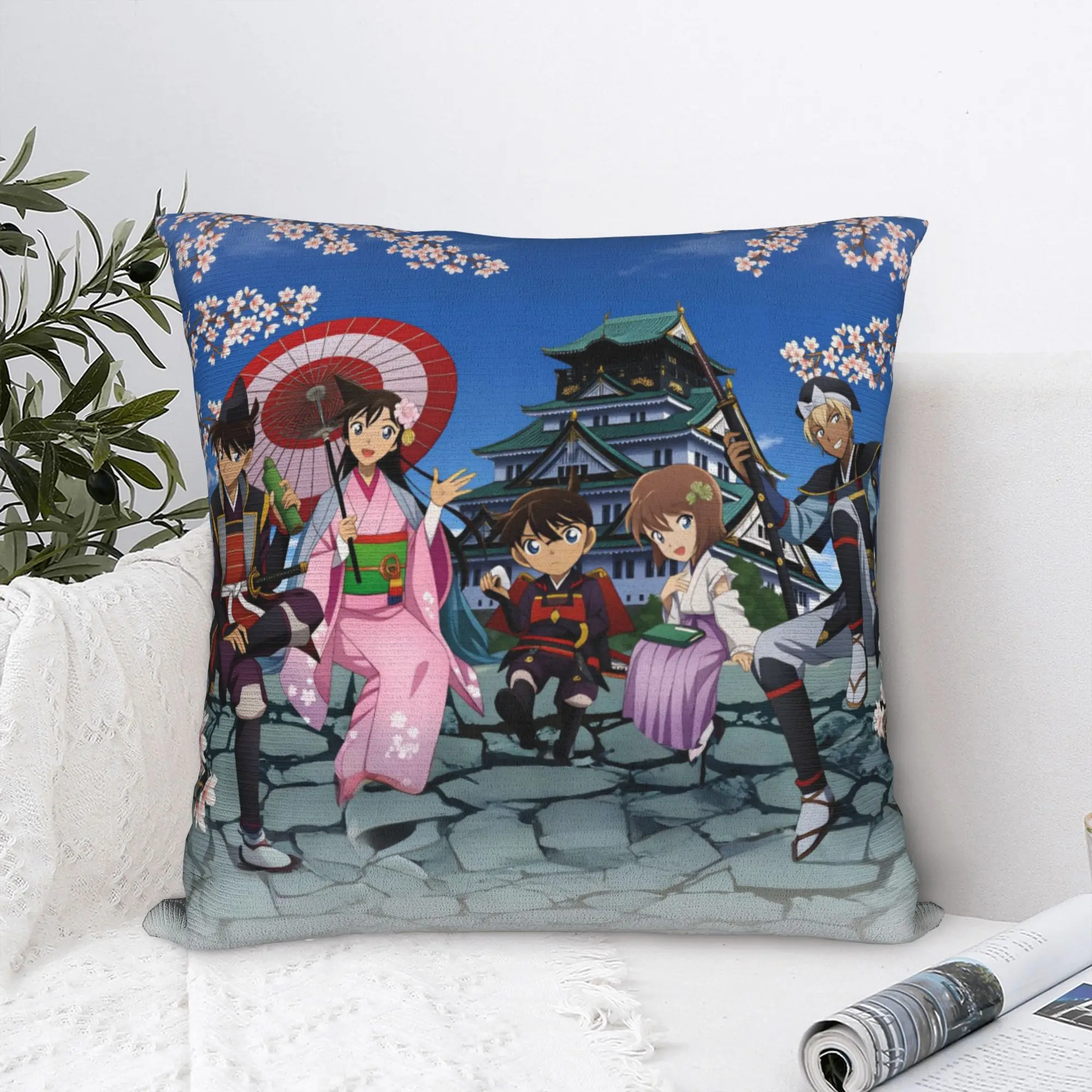 Detective Conan Edogawa Rei Furuya Cushion Covers Shinichi Kudo  Soft Nordic Pillow Case for Sofa