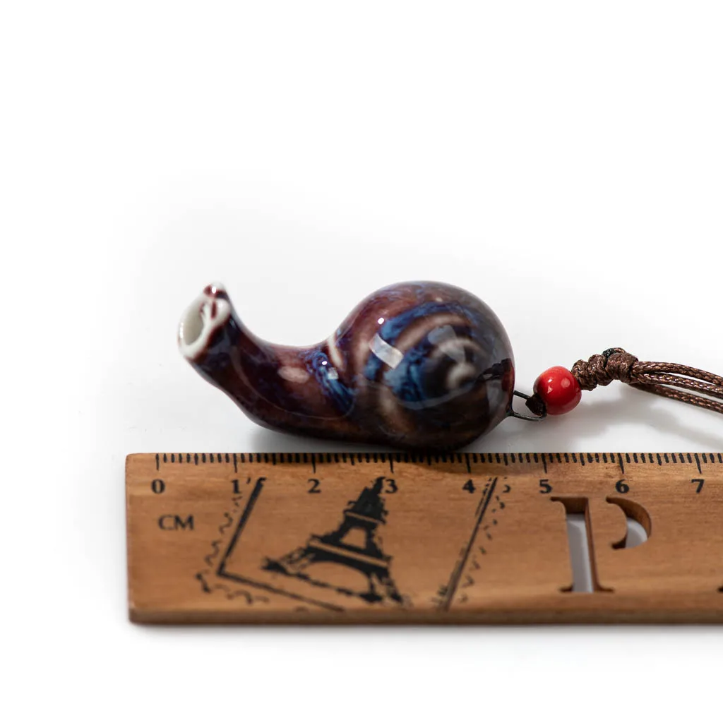 Charming Ceramic Snail Whistle Pendant With Adjustable Colored Strings Adorable Cartoon Snail And A Stylish Necklace 2X835