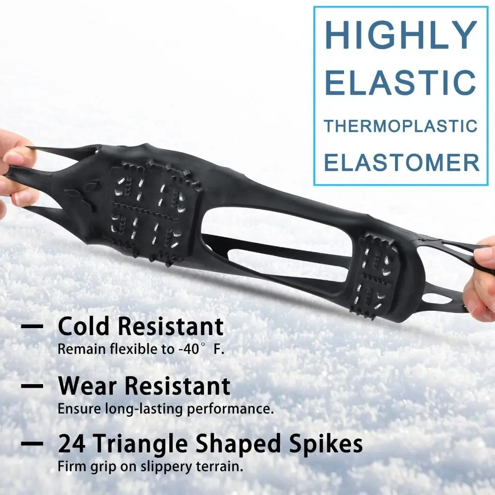 Durable 24 Studs Ice Snow Traction Cleats Non-slip Wear-resistant Crampons Stretch Rubber Gripper Snow Spikes Outdoor Activities