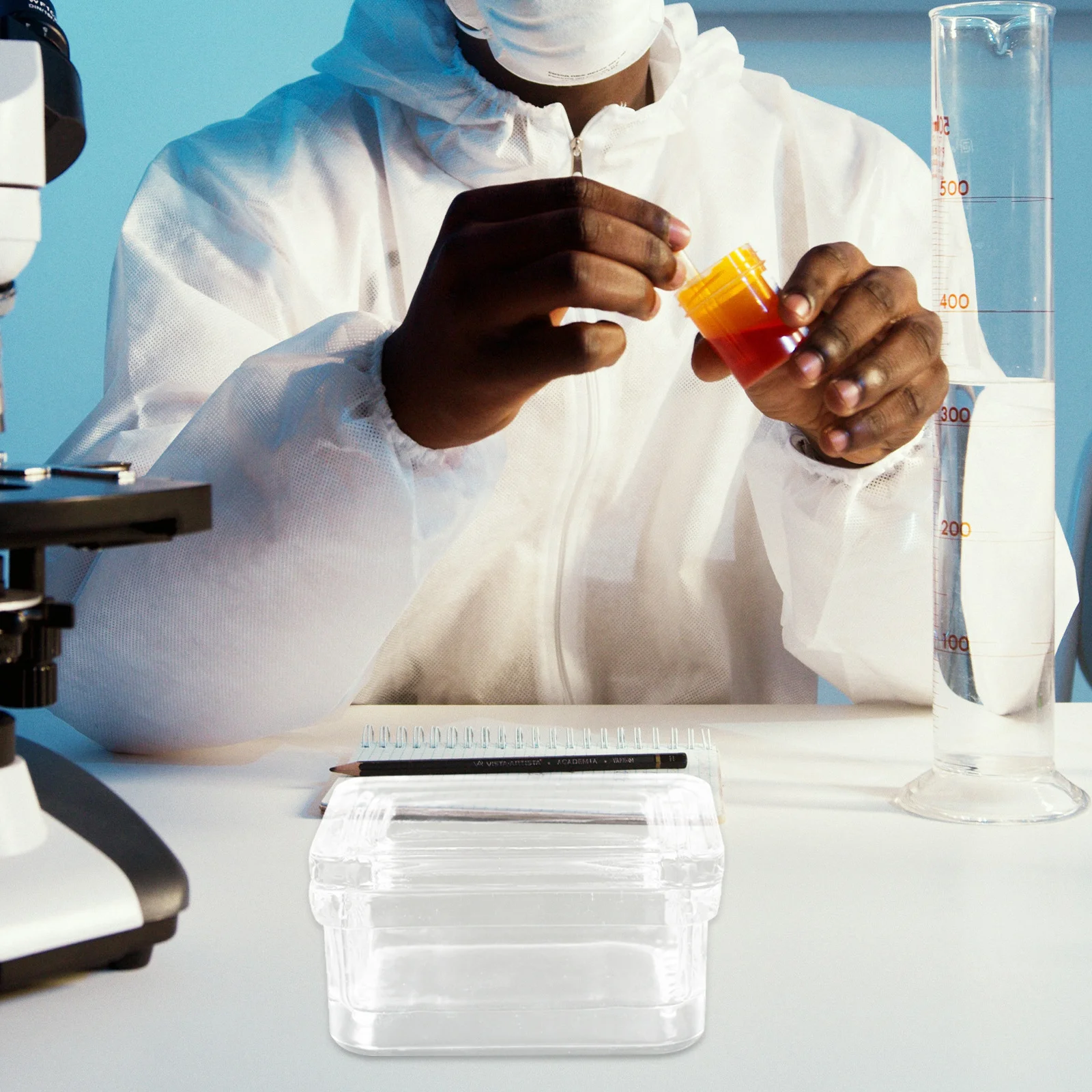 

10-Slide Capacity Glass Staining Jar High Transparency Reusable Lab Staining Tank for Microscope Slides Biological Experiments