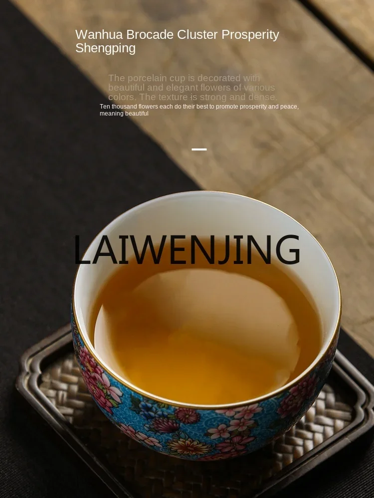 a-15 Ceramic Gold Painting Pastel Rolling Porcelain Master Cup Kung Fu Glaze White Porcelain Tea Cup