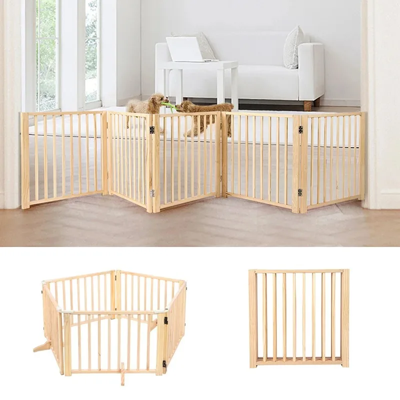 

Folding Wooden Dog Fences Indoor Small Medium Sized Dogs Fences Cat Tall Isolation Household Puppy Enclosure Pets Supplies