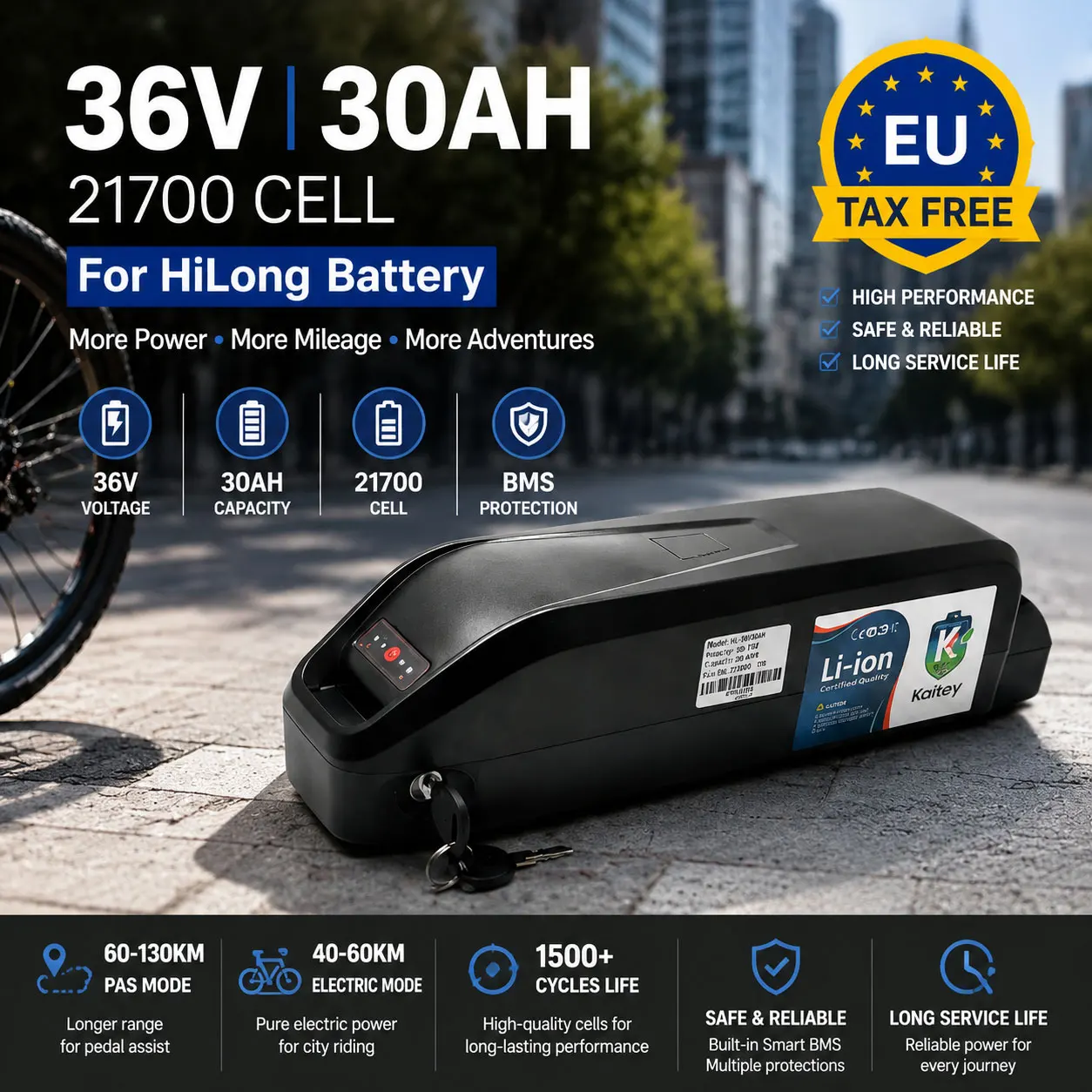 36V 48V 30AH für Hailong Lithium-Akkupack, 21700 Zellen mit max. 40A-50A BMS, geeignet für 500W 750W 1000W 1500W Elektroroller