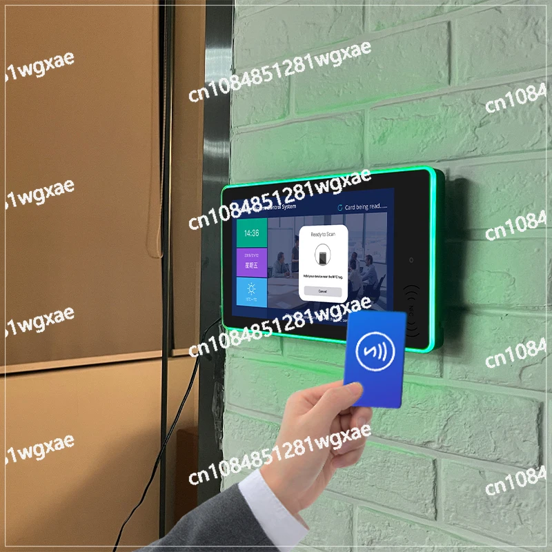 OEM Wall Mount 10.1 Inch Touch POE Power Surrounding LED Light Ethernet Rfid NFC Android Tablet Pc for Booking Meeting Room