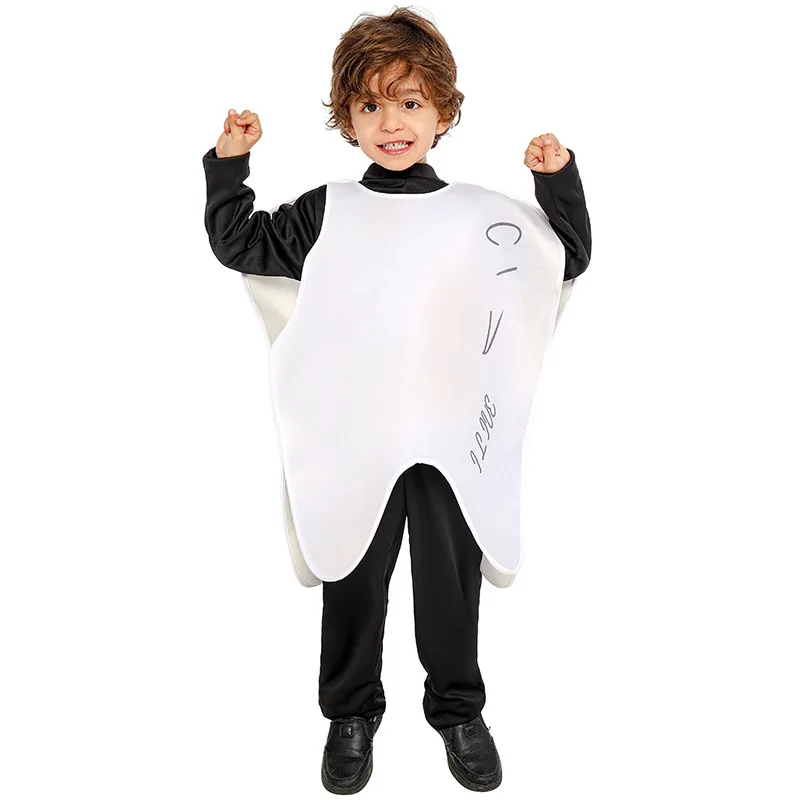 

Boy Tooth Fancy Dress Up Costume Girl Unhealthy Tooth Carnival Costumes Unisex Cosplay Tunic Jumpsuit