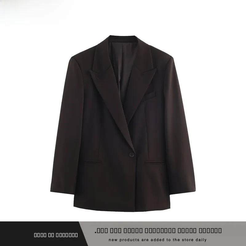 

Faionable Loose Double-breasted Suit Jaet Women's Autumn Winter New Arrival ZR Sle Long Sve Commute Warm Polyester F...