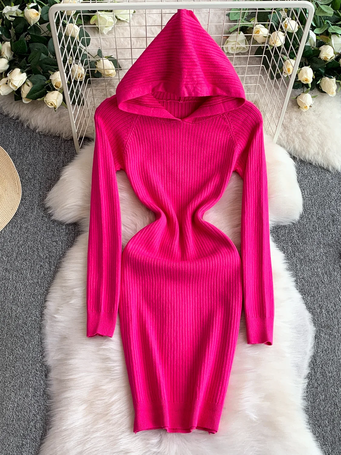 

Корейская трикотажная юбка с высокой талией Dr, женская облегающая облегающая юбка, длинная толстовка с капюшоном све, антипиллинг, силуэт X-ape