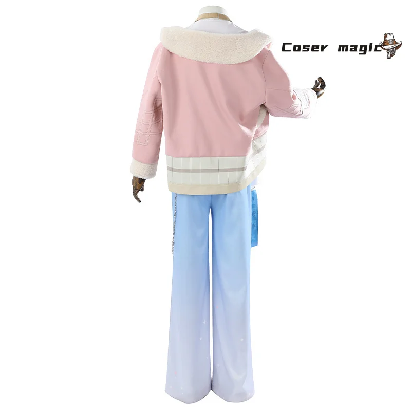 Juego Nu: disfraz de Cosplay de hoja de Carnaval, uniforme, fiesta de Carnaval de Halloween, juego de Navidad, abrigo rosa, pantalones, sombrero, conjunto completo para hombres