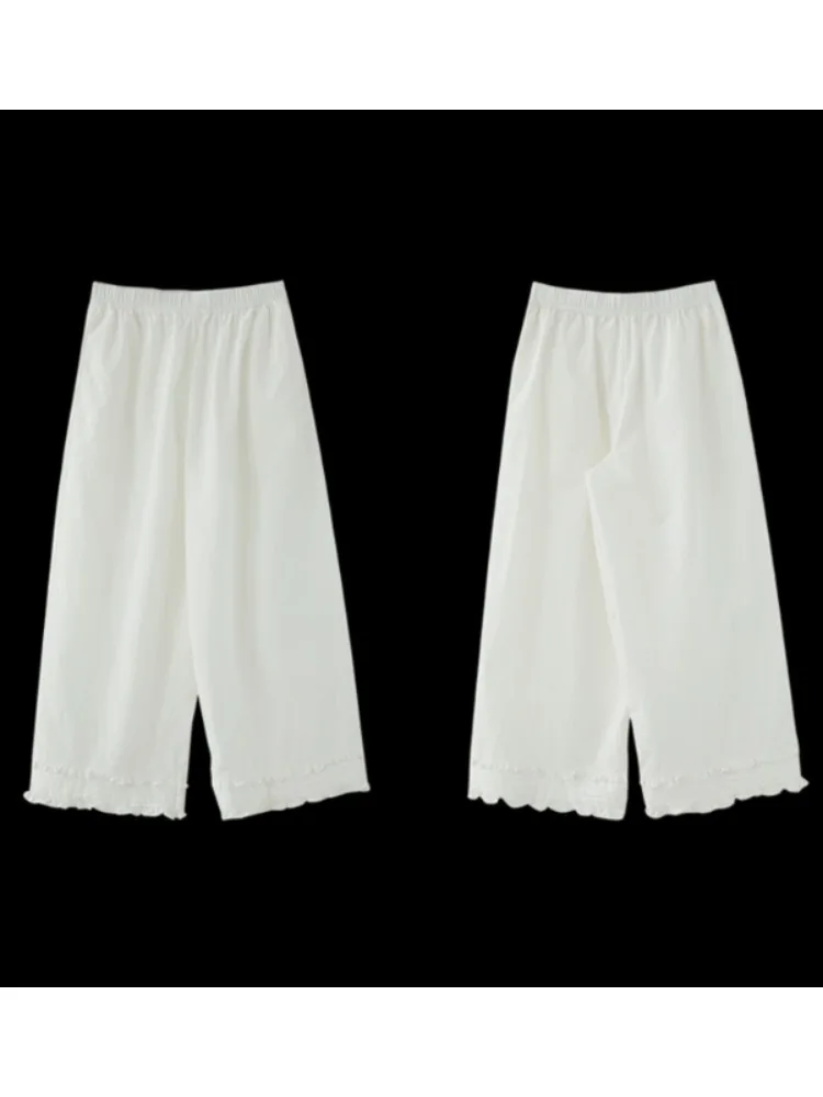 Pantalones de pierna recta de algodón blanco para mujer primavera 2025 japonés Sle holgado ajuste l cintura elástica Ba ket nueve medias