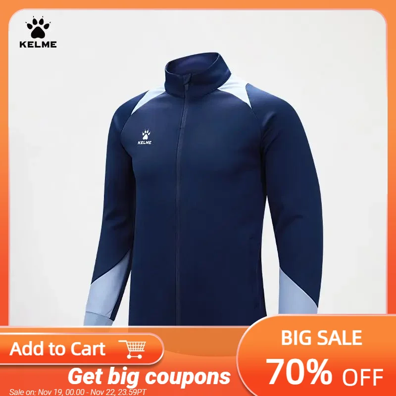 

KELME Men's Running Jacket Football Sport Training Coat Windproof Fitness Jogging Sportwear Warm Lamb Woll Jackets 8361WT1064