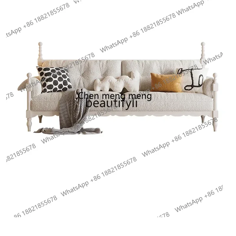 

xzzS Italian light luxury lamb wool sofa living room small apartment modern simple straight row first layer cowhide sofa