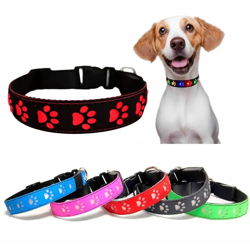 

4-speed Luminous Dog Paw Collar USB Rechargeable Luminous Collar M1P2