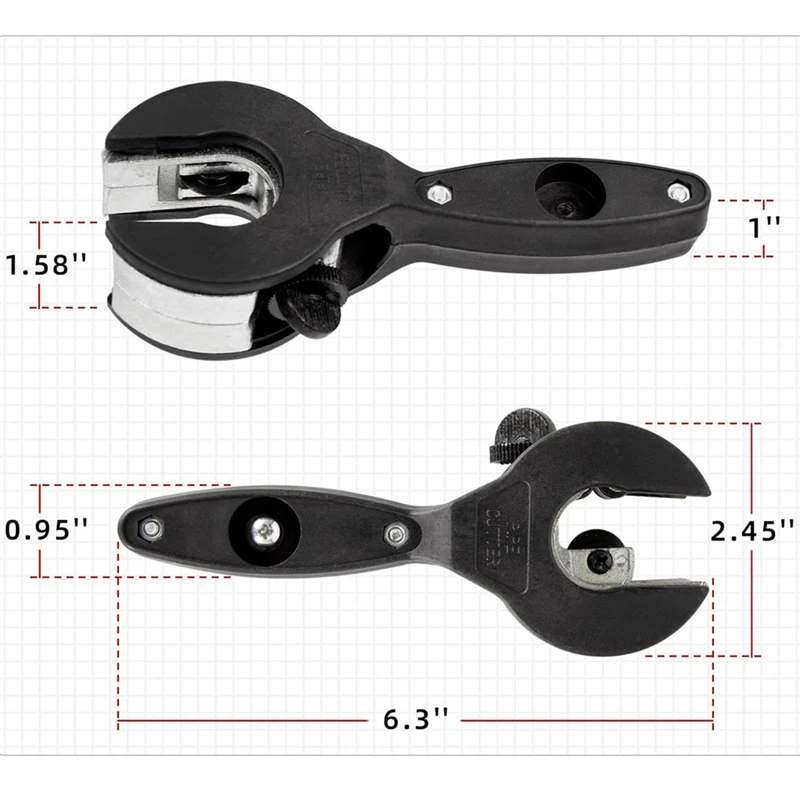 Abkj-ratcheting Tubing Cutter, 2 In 1 Close Quarter tabung Compact Cutter, Ratcheting PVC Cutter, Tubing Cutter 1/4In sampai 7/8In