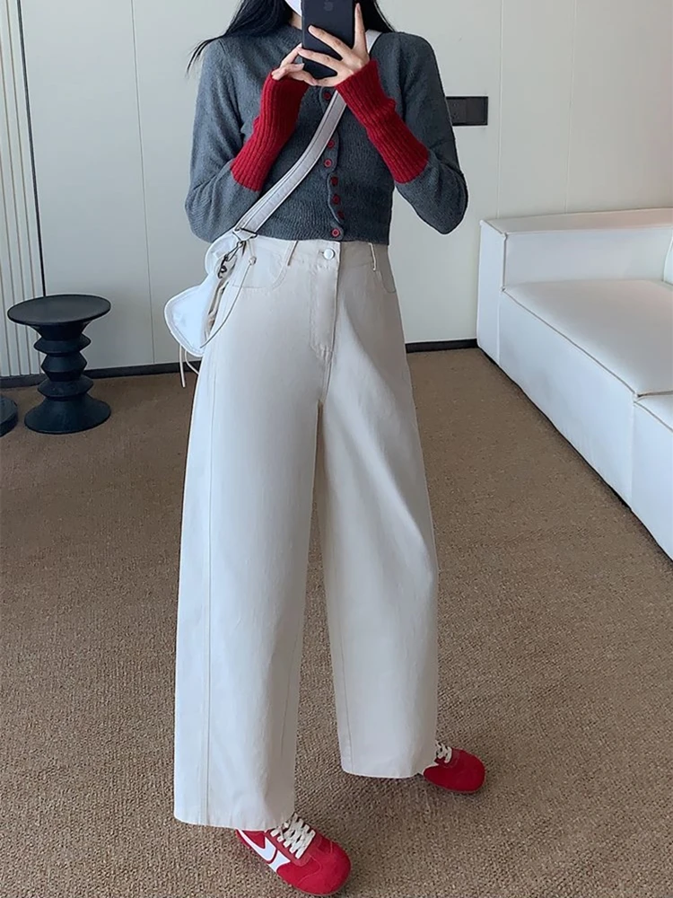 ZHISILAO กางเกงยาวถึงข้อเท้าผู้หญิงสง่างามออฟฟิศเลดี้วินเทจผ้าฝ้ายกางเกงขากว้างฤดูใบไม้ร่วงฤดูหนาว 2025