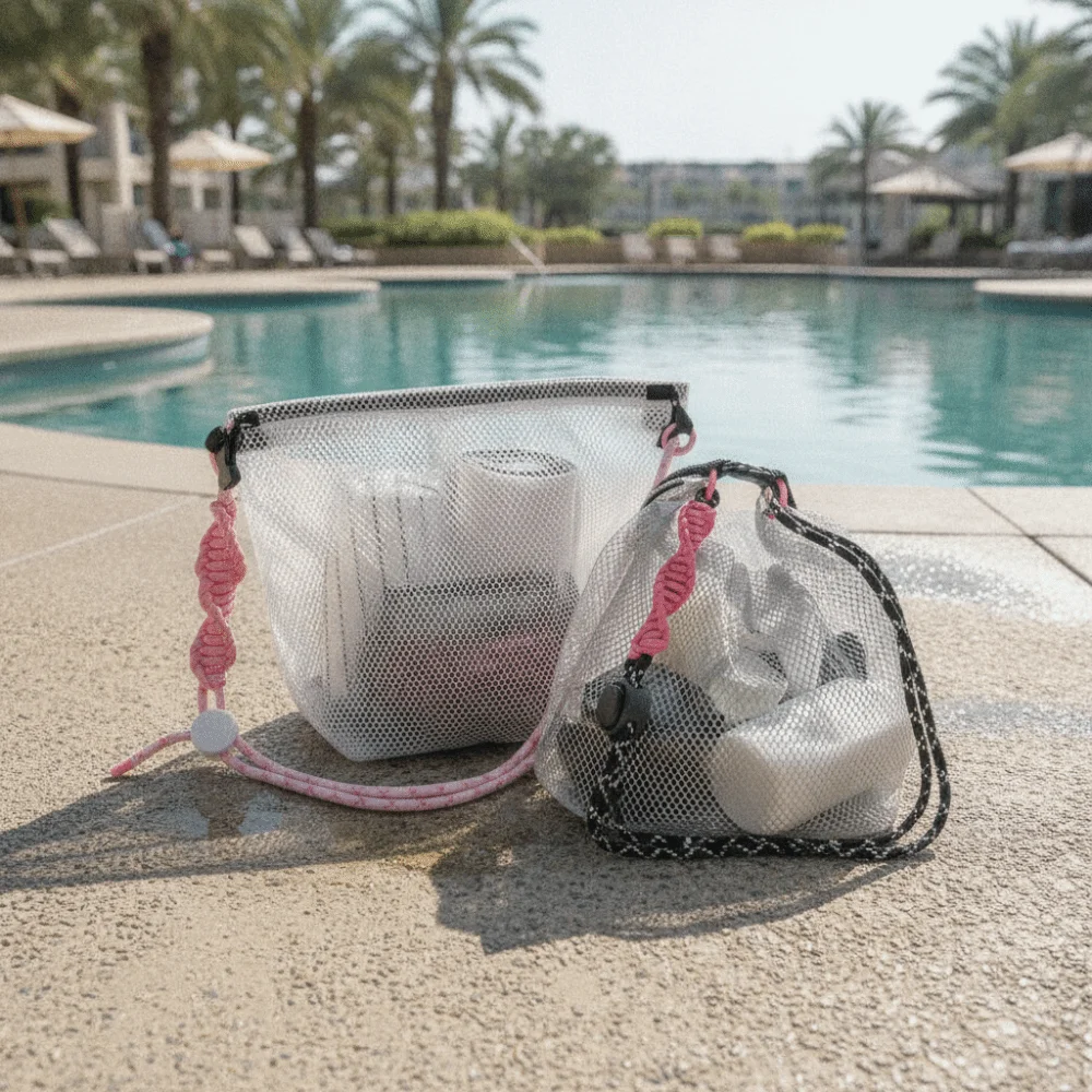 Transparent EVA Waterproof Storage Bag Drawstring Portable Cosmetic Bag Lightweight PVC Beach Crossbody Bag Makeup Organizer