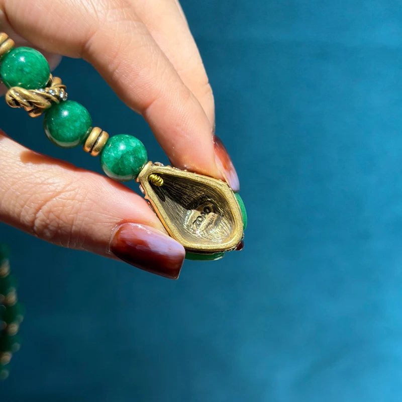 

Snap Jewelry Pendants Chain Green Beads Necklace Stone For Woman Wedding Luxury Designer Summer Accessories Mothers Day Gift