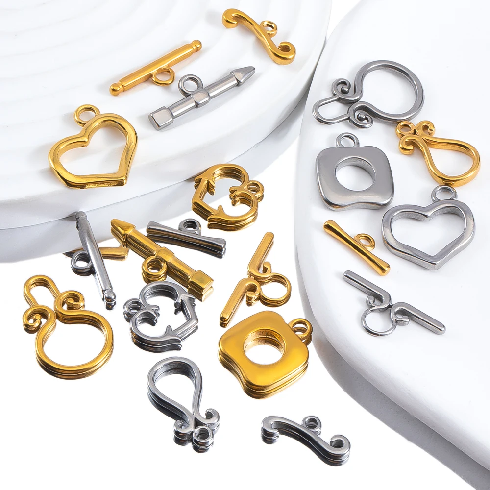 3 Sets Fashion Jewelry Clasps Multi-style Stainless Steel OT Clasps for Handmade Bracelets Necklace Attachment Accessories