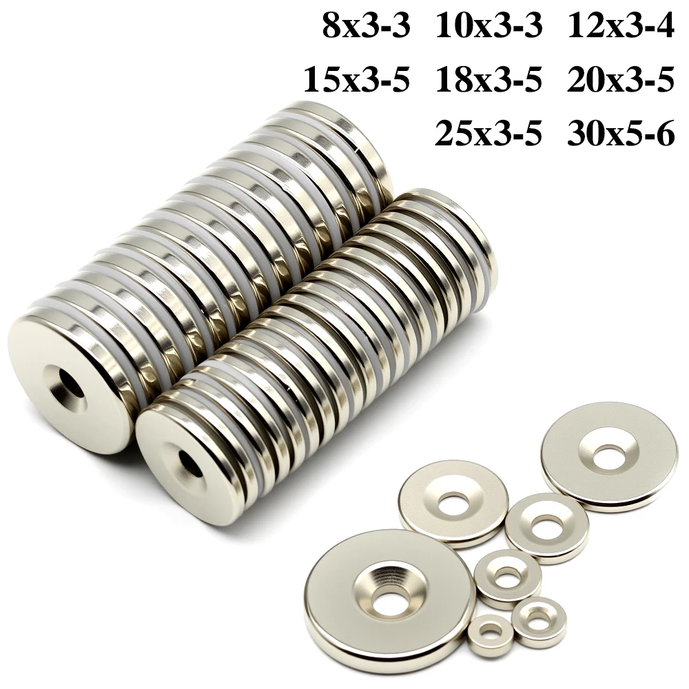 High Strength Round with holes Neodymium Magnet NdFeB Permanent Powerful Fridge Magnets Imanes Magnetic-iron 30x5-6mm