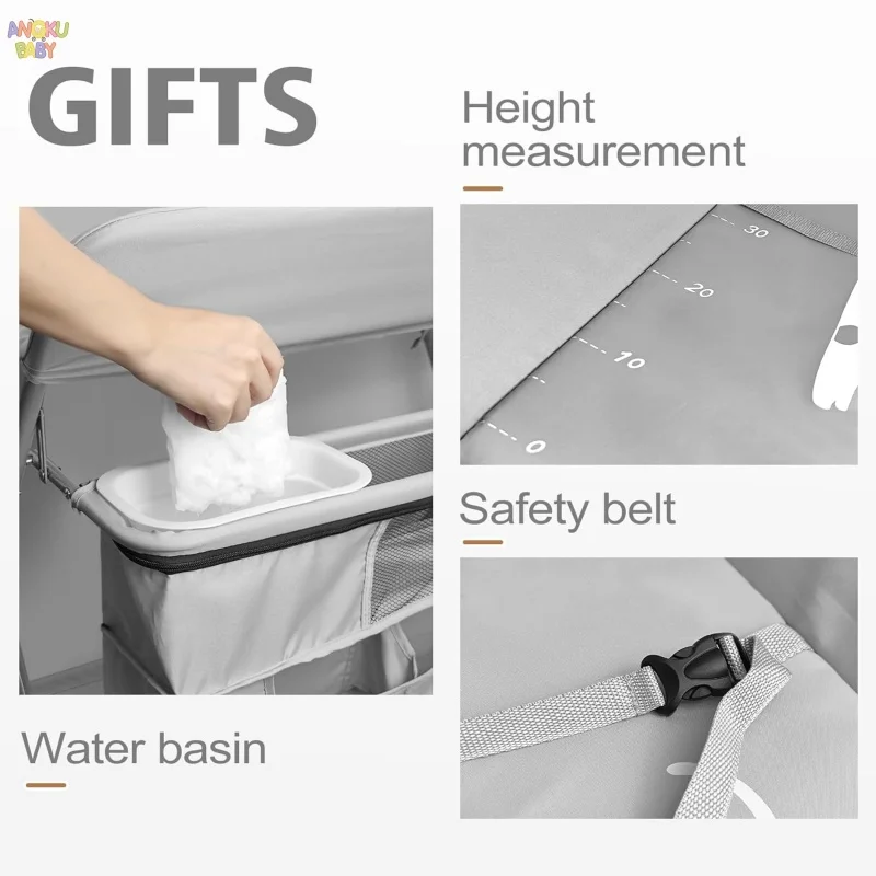 Picture 4: AnGku Multifunctional Baby Changing Table Foldable Diaper Changing Table Adjustable Height for Baby Care Table Baby Accessories