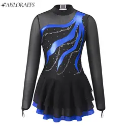 Bambini ragazze ginnastica ritmica balletto Jersey pattinaggio artistico Costume manica lunga strass lucido classico aderente tuta