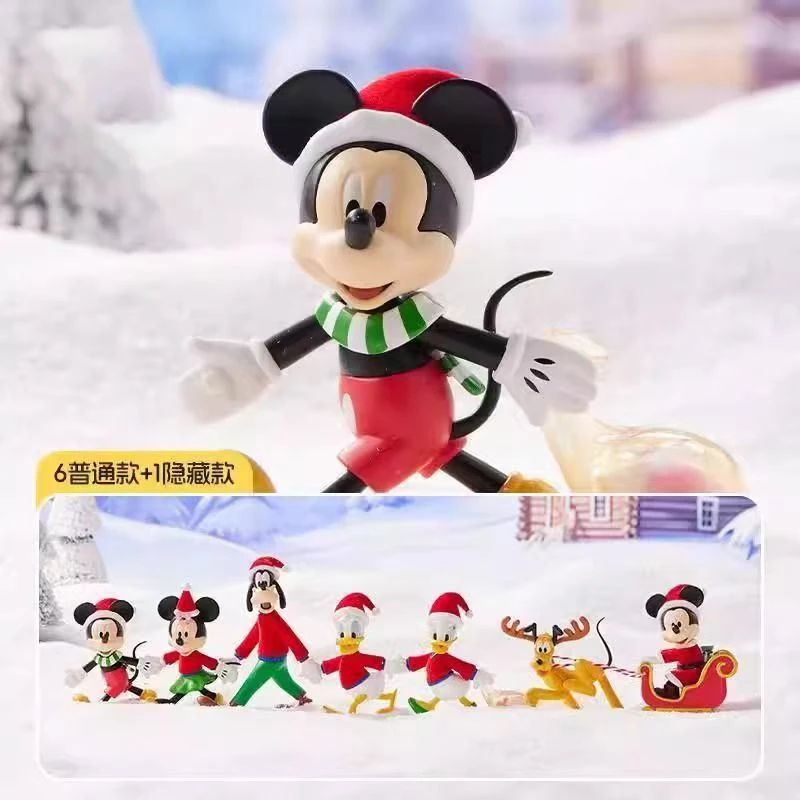 

Микки и друзья, серия «рука об руку», веселый рождественский сюрприз, модная слепая коробка, игрушка, милый Дональд Дак, настольное украшение, подарок