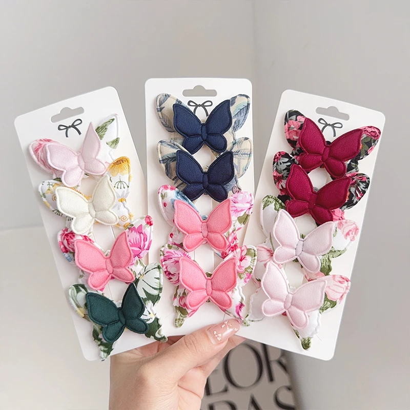 

4Pcs/Set Fashion Cute Solid Butterfly Hair Clips for Baby Girls Handmade Hairpin Barrettes New Headwear Kids Hair Accessories