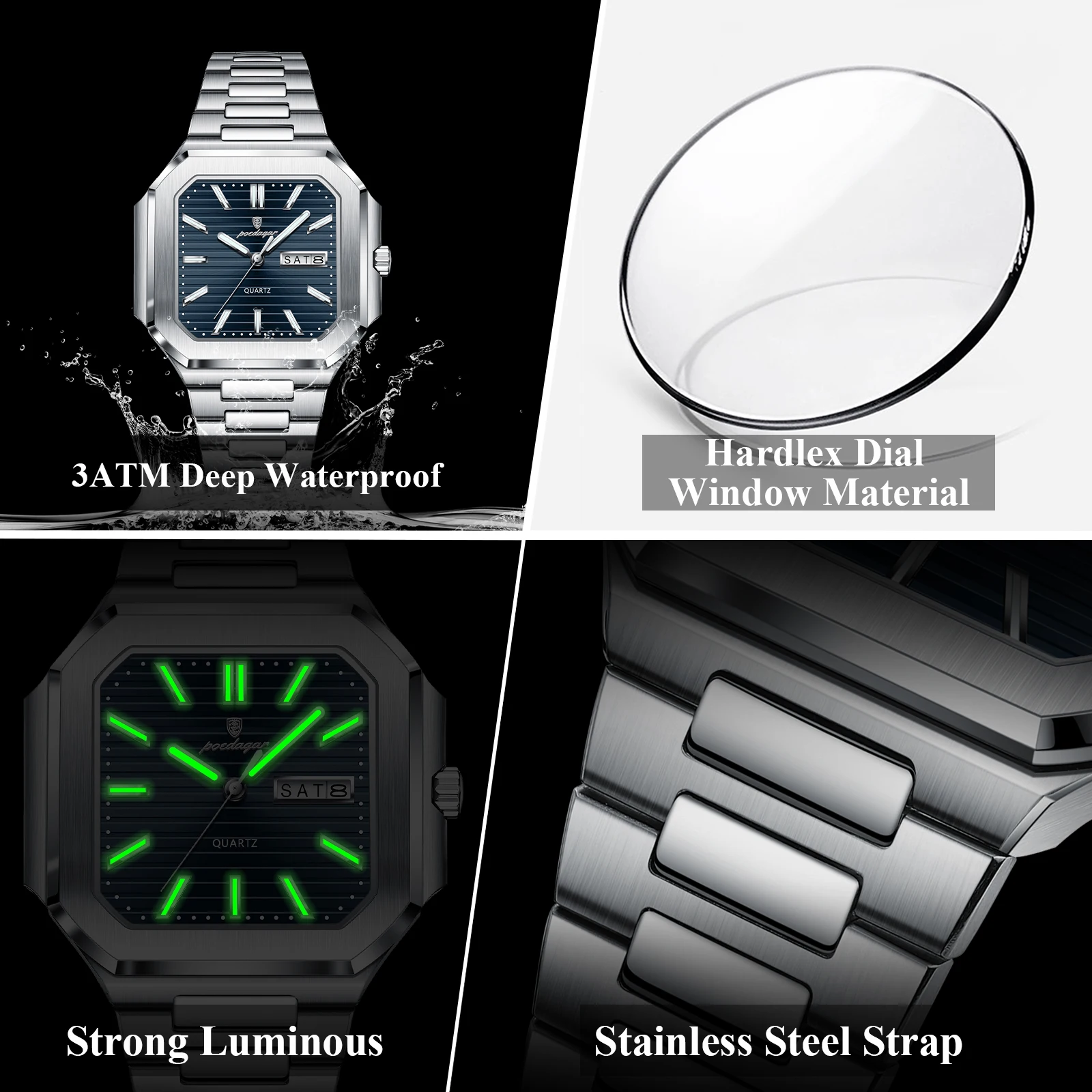 Men's Business Waterproof Luminous Date Week Watch