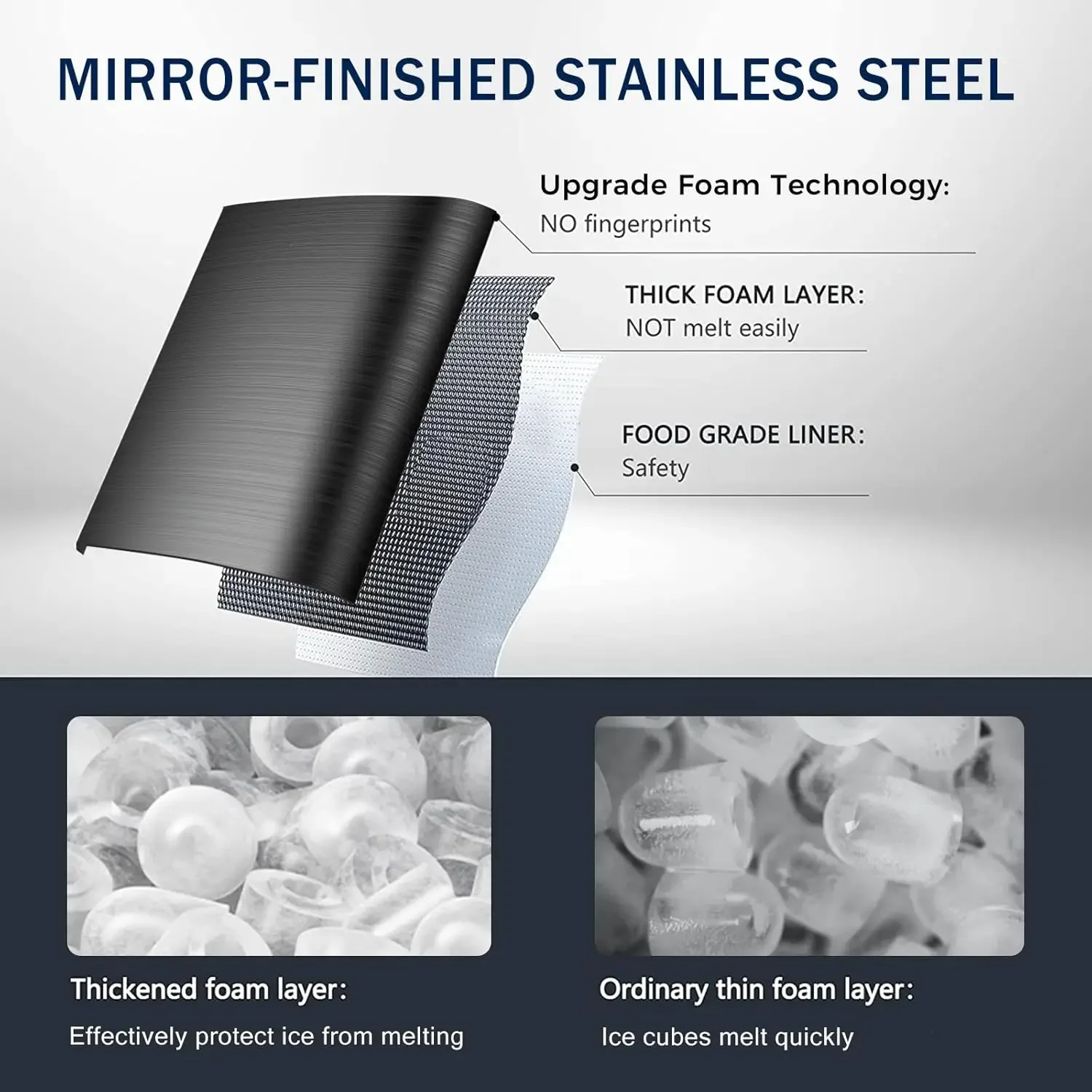 كونترتوب صانع الثلج من الفولاذ المقاوم للصدأ مع وظيفة التنظيف الذاتي ، سريع ، ينتج 9 مكعبات جاهزة في 6-8 دقائق ، كونفيني ، 26 رطل ، 24 ساعة