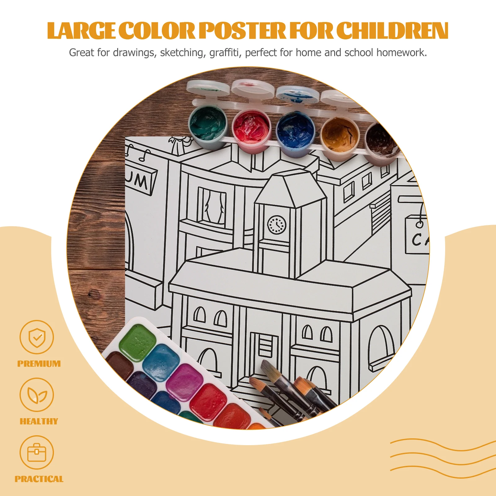 

Giant Coloring Poster Kids Drawing Canvas Wall Art Children Themed Scene Graffiti Painting Decor Paper Premium Crease