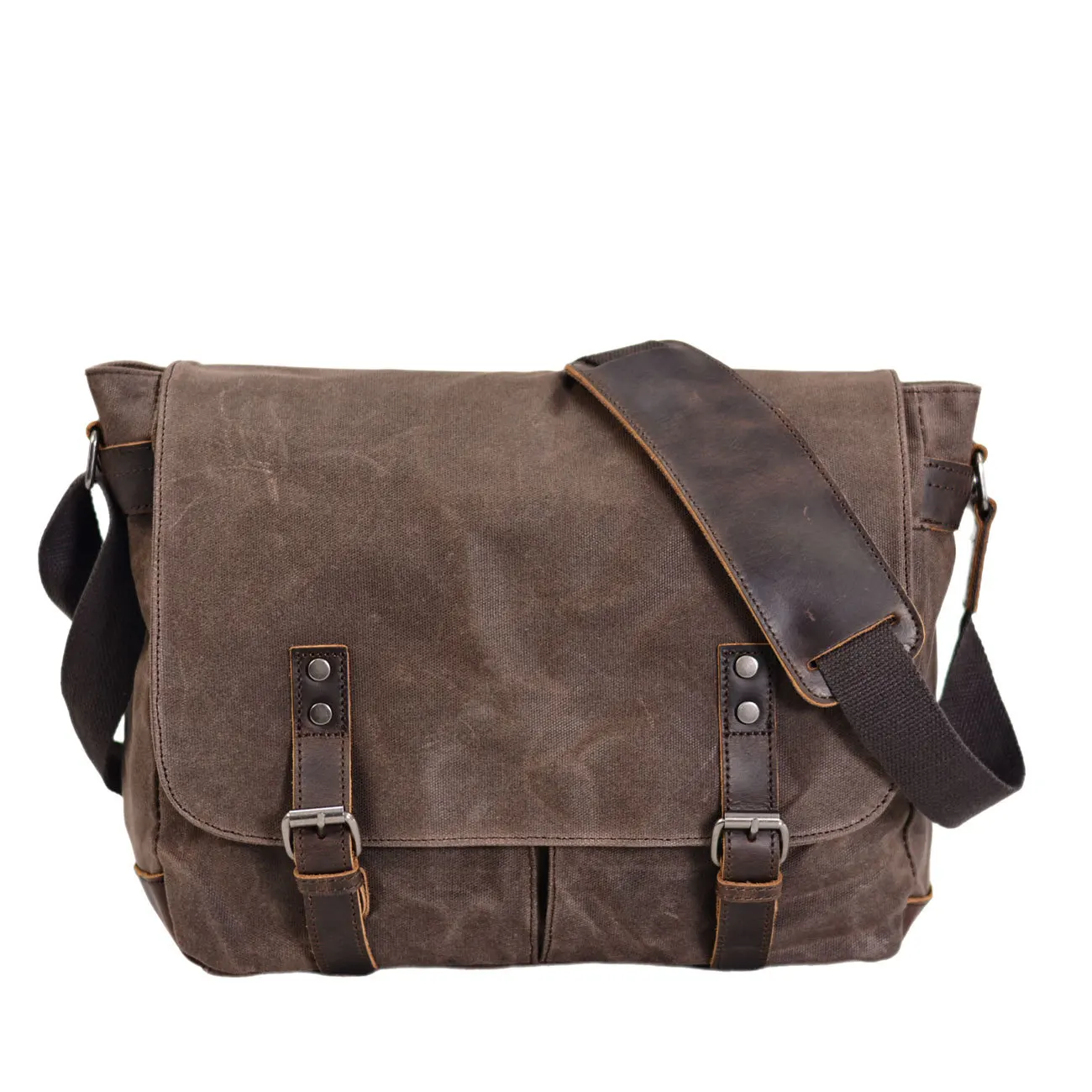 Bolso de hombro de moda para hombre, bolsa de lona informal, bolso de ordenador Retro de gran capacidad, bolso cruzado que combina con todo