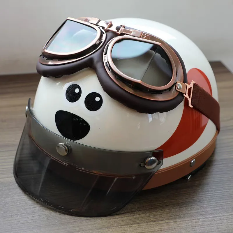 

Cartoon Dog Bike Helmet - Cute Animal Pattern Half Face Helmet for Electric Scooter, Harley & Cycling, Lightweight&ECE Certified
