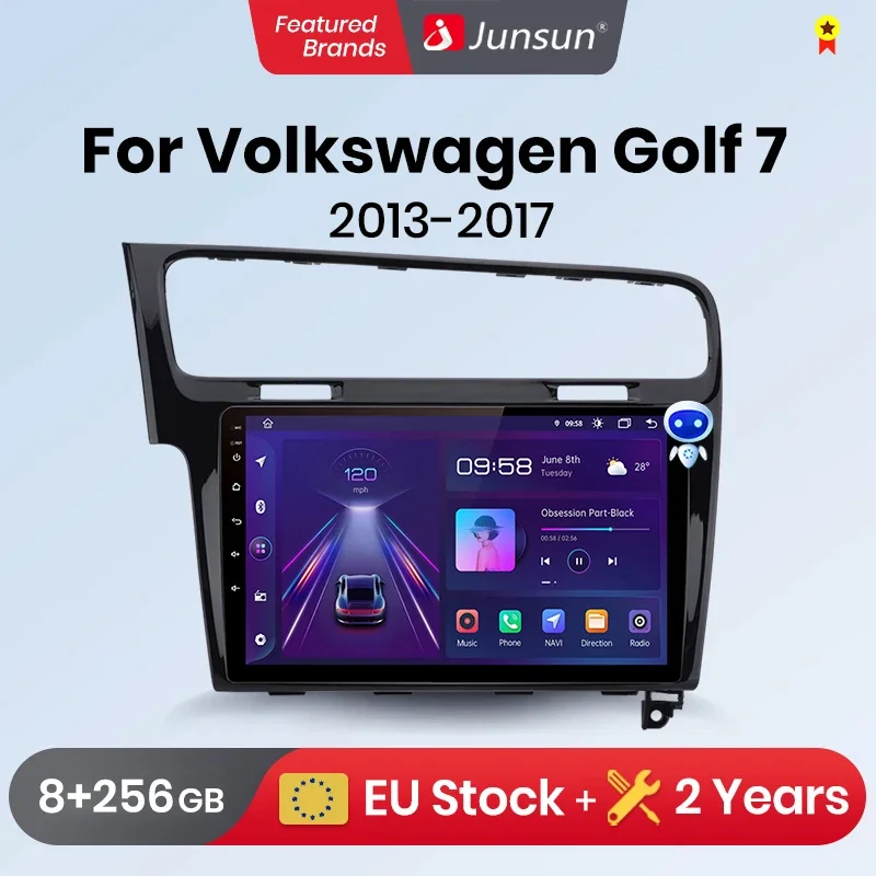 Junsun V1 AI Voice Wireless CarPlay Android Auto Radio for VW Golf 7 2013-2017 Car Multimedia GPS 2din autoradio