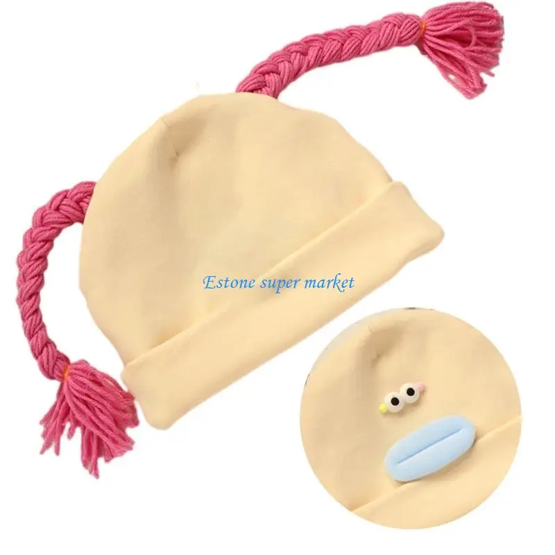 

090B Warm Baby Hat for Kids Baby Hat with Braids Infant Beanie for Girl