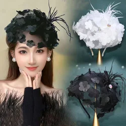 Blume Spitze Stirnband Tiara Hochzeits kleid Accessoires Abend Hut Ball Zubehör Korea Japan schwarz weiß