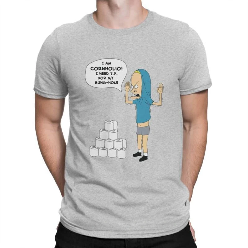 100% хлопковая футболка с круглым вырезом и коротким рукавом Мужская футболка Beavis и Butthead B & B шикарная