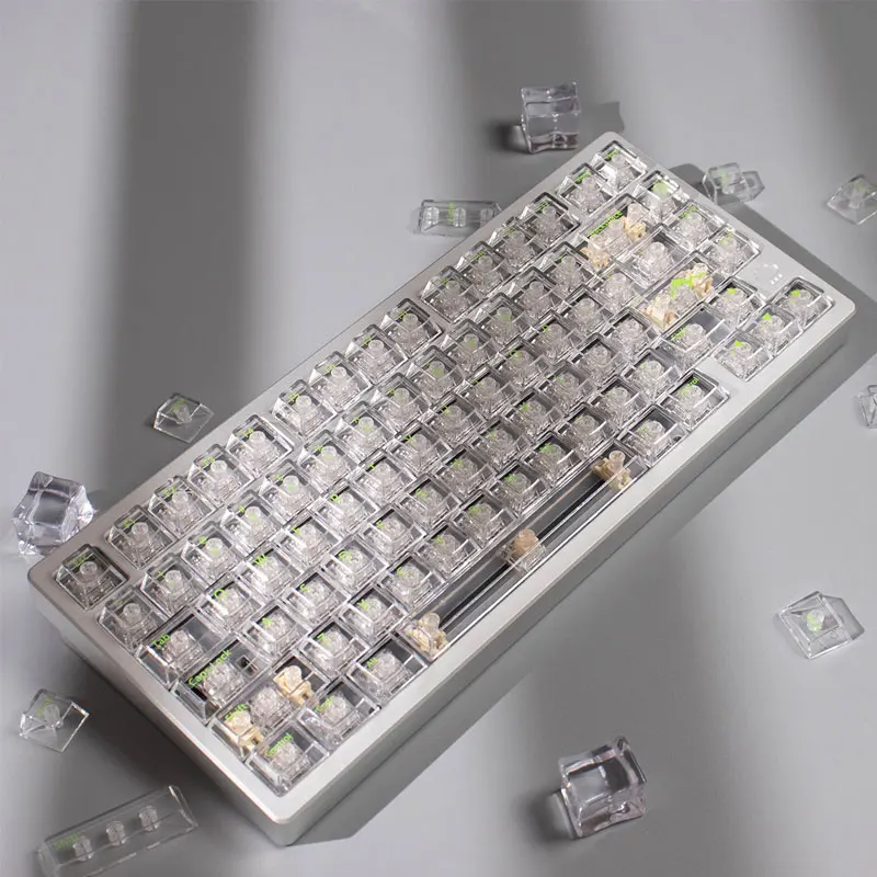 156 Keys Glacier White Transparency Keycaps Set Cherry Height PBT Thermal Sublimation For 61 87 98 104 108 Mechanical Keyboard