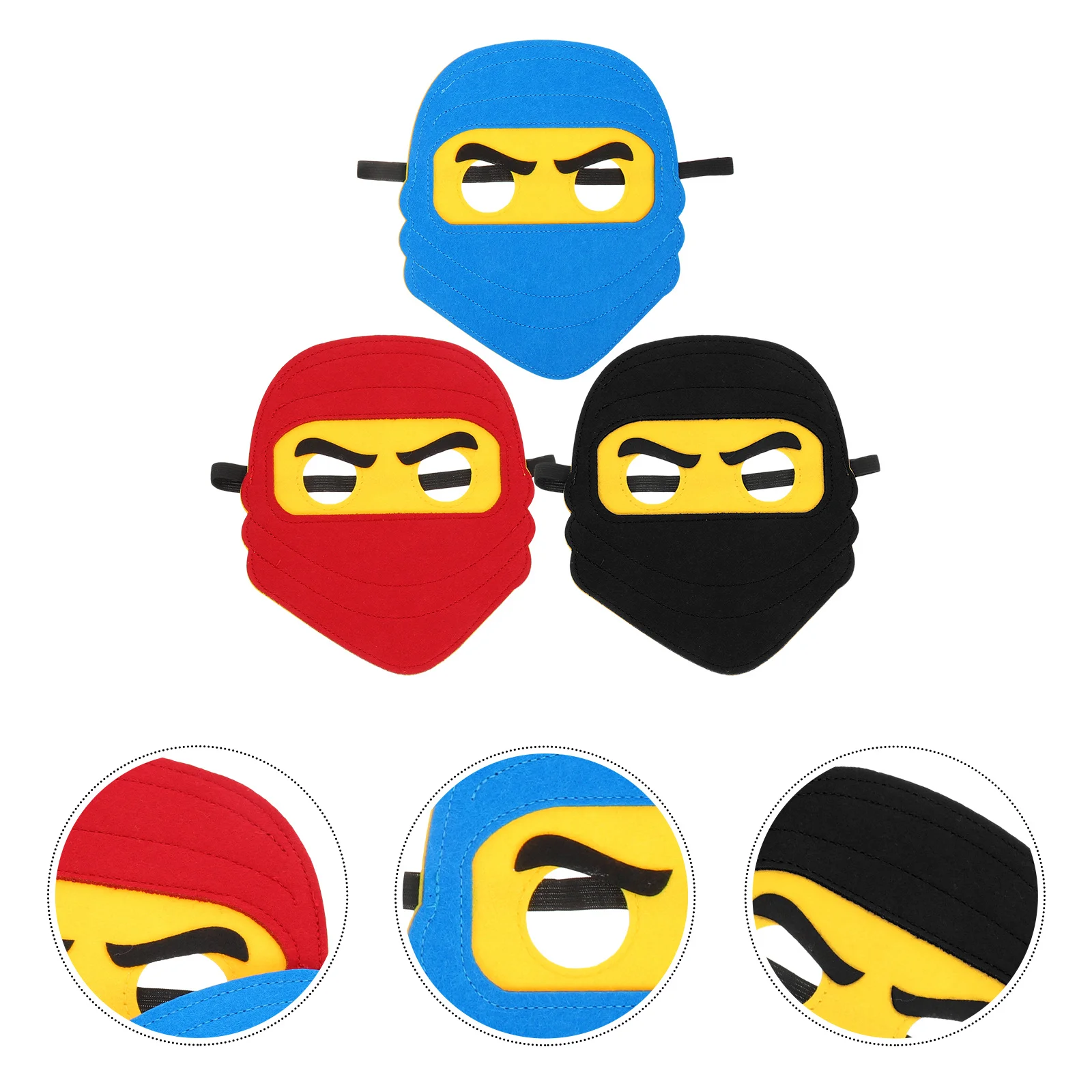 3Pcs Ninja Felt Mask Cosplay Party Costume Masquerade Kids Holiday Festival Elastic Band Kids Mardi Gras Mask Party Masks