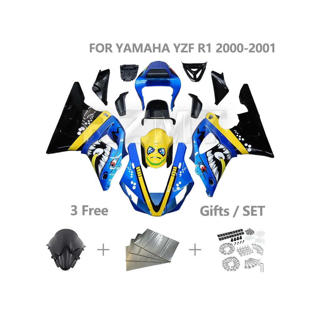

Инъекционный обтекатель, комплект кузова мотоцикла для YAMAHA YZF R1 2000-2001, полный комплект обтекателя из АБС-пластика, аксессуары Y1001-1001b