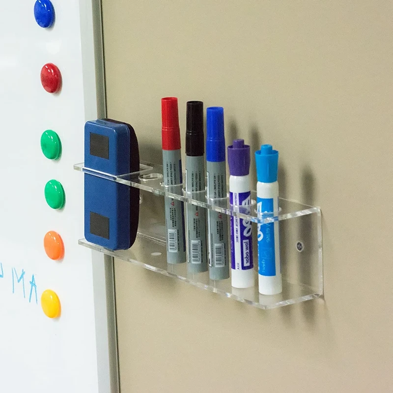 Wall-Mounted Acrylic Dry Erase Marker Holder, 6 Slot Clear Eraser Marker Organizer For Office School Home