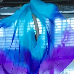 Cheap Gradient Color Belly Dance Veils 250*114cm Hand Throw Scarf Shawl Belly Dancer Accessory Flowy Props Adult Multi Color