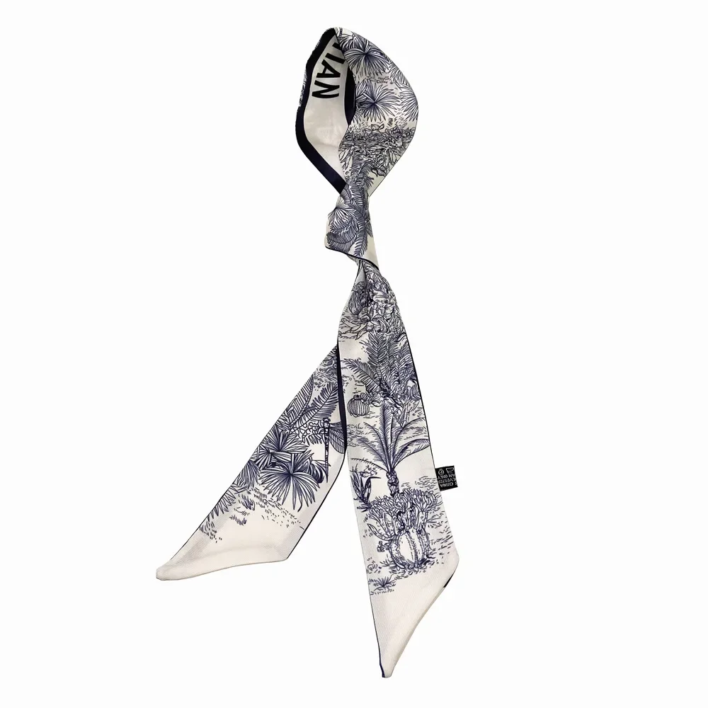 Spring Luxry Design Women Silk Ribbon Scarf Handbag Handle Wrap Bag Ribbon Scarf Women Girls Head Hair Wrist Ribbon Scarf