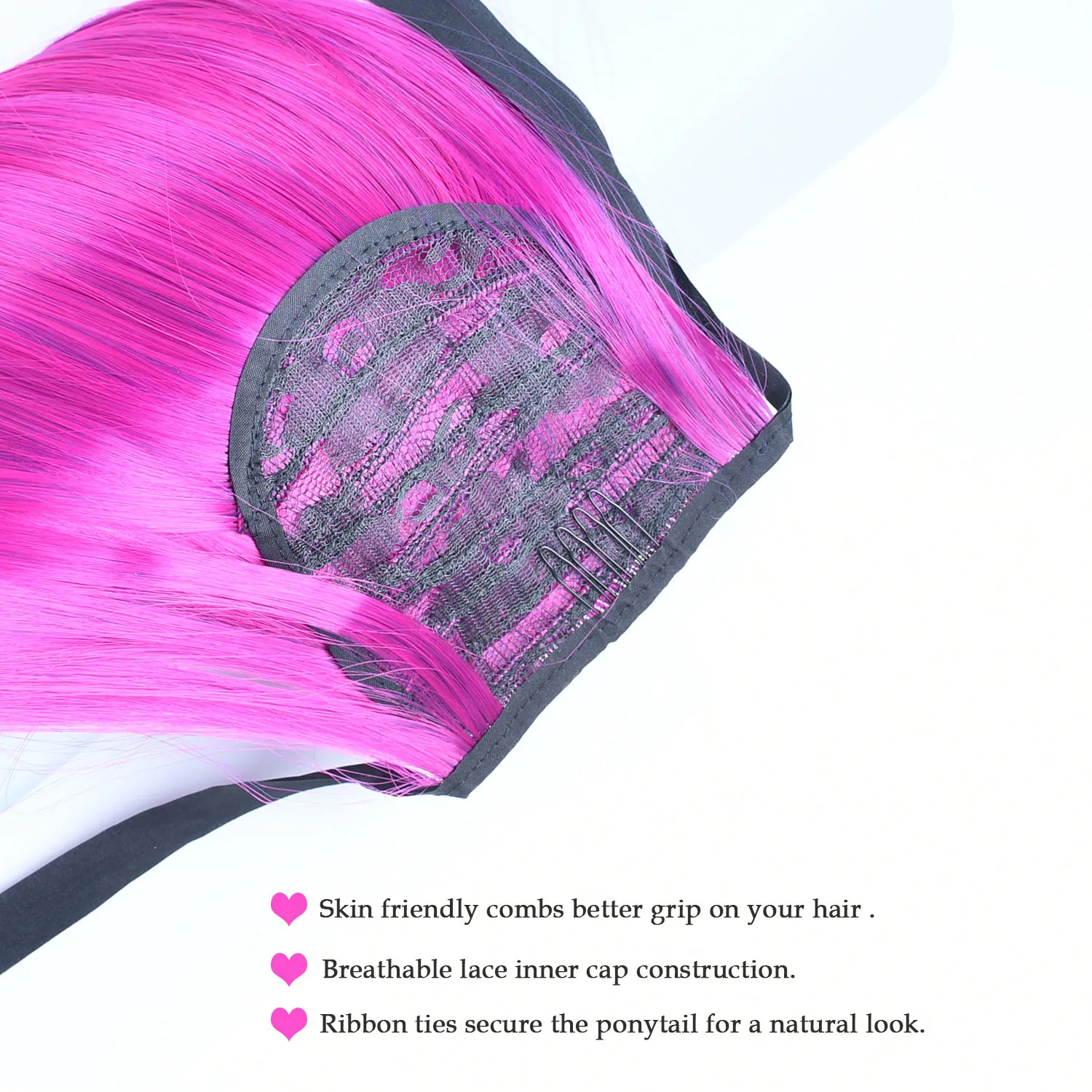 Colorful Ombre 2 Tone Cosplay Ponytail Hair Extension Fake One Piece Clip in Hair Ponytails