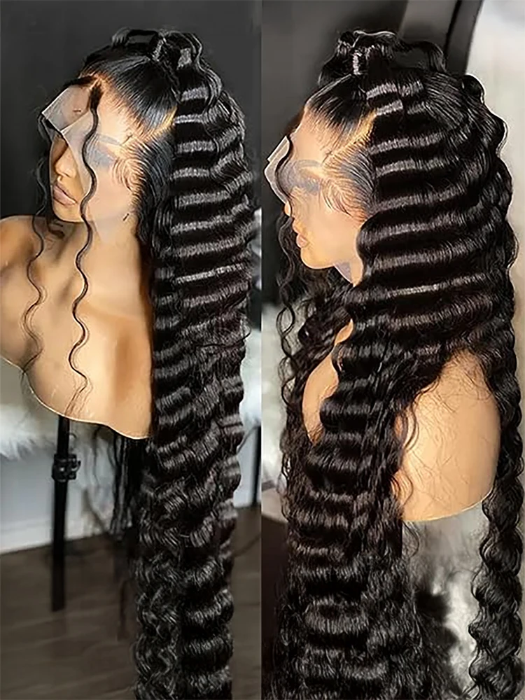 30 40Inch Human Hair 13x6 13x4 HD Lace Frontal Wig Brazilian Loose Deep Wave Curly Human Hair 360 Full Lace Front Wig Preplucked