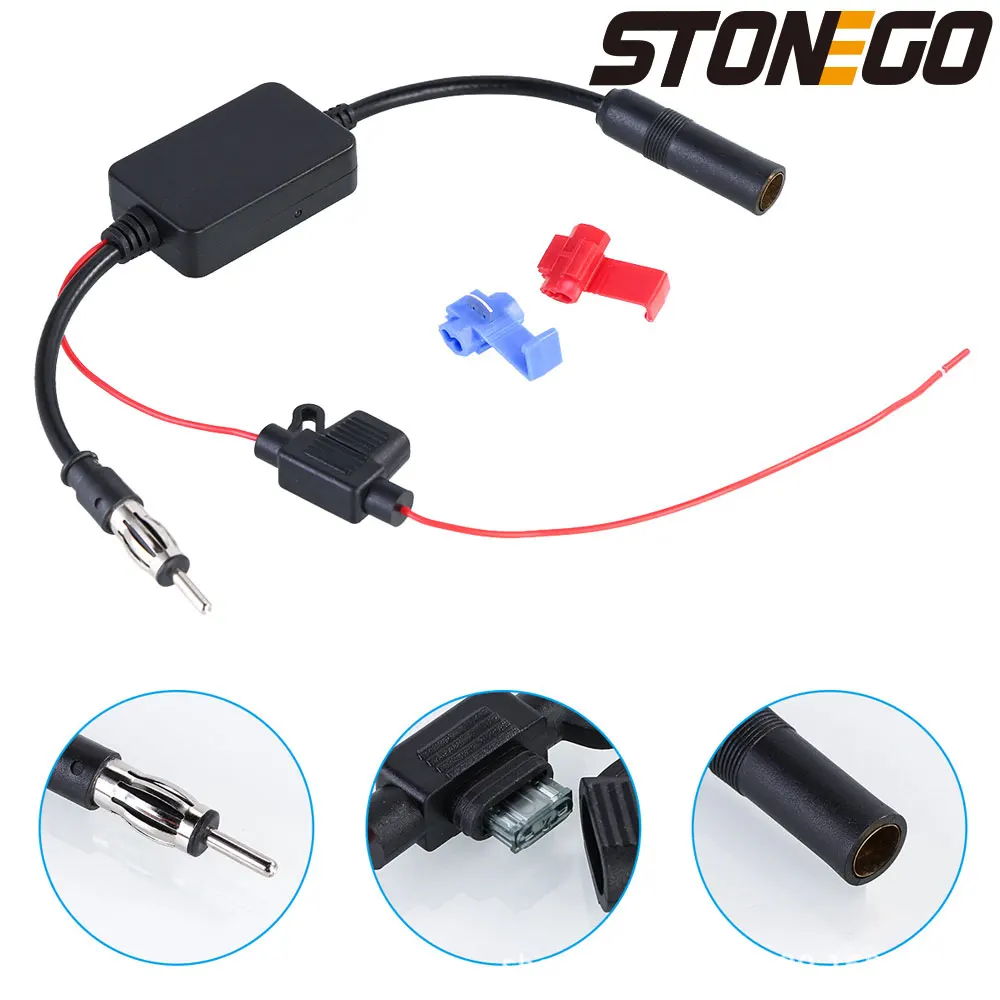 3Pcs/1Set Car Automobile Radio Signal Amplifier Antenna 12V ANT-208 Auto FM/AM Antenna Booster Windshield Mount Antenna Aerials