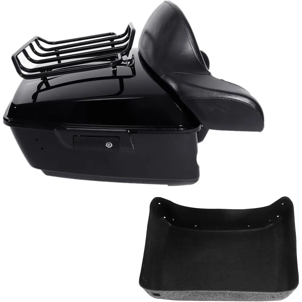 

13.7 Inch Motorcycle Trunk with Backrest and Top Rack for 2014-2025 Touring Models