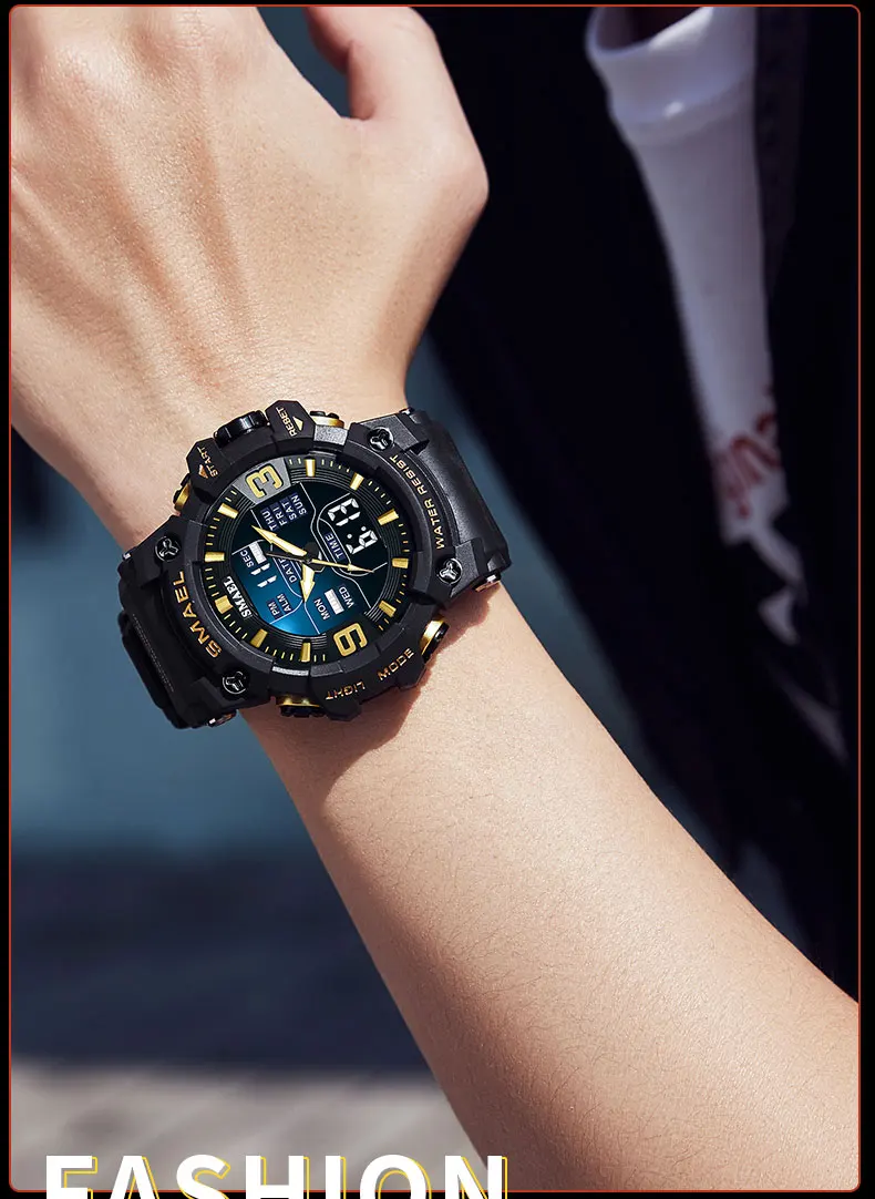 SMAEL 8049 Watch Sport LED Light Alarm Clock Dual Time Display WaterproofWeek Auto Date Wristwatches Quartz S39635c7bec4444c4b8affcea72e7613bS