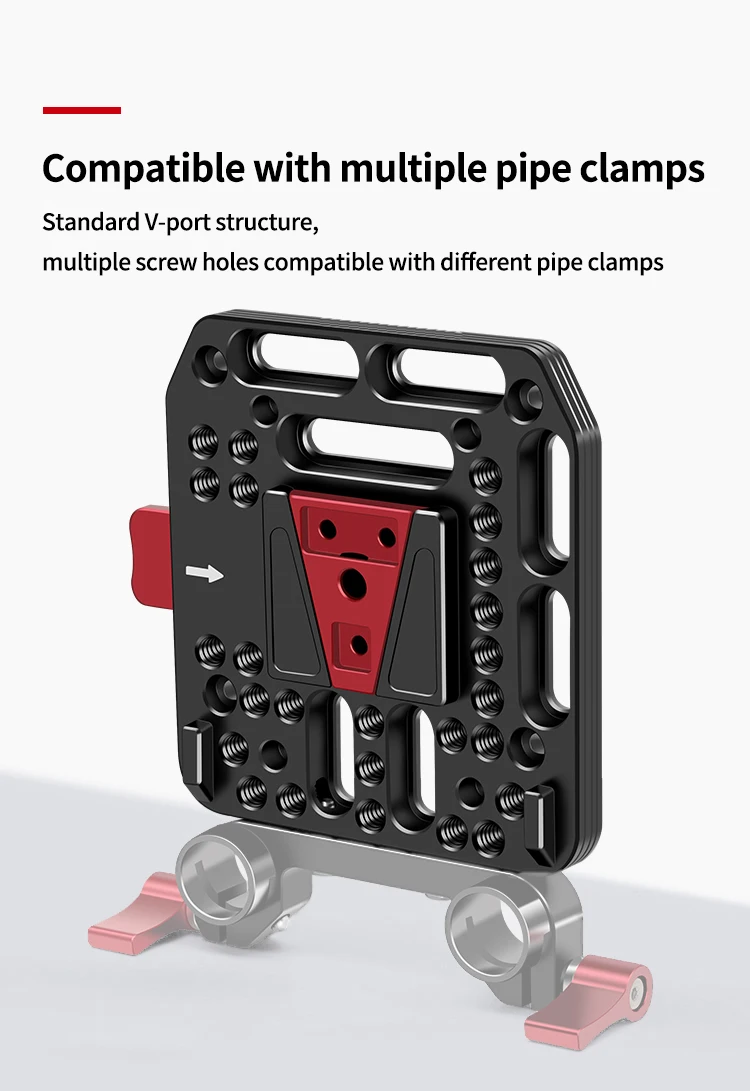 Aluminium-Schnellwechsel-V-Lock-Akku-Montageplatte mit 15-mm-Stangenklemme für Fotografie-DSLR-Kameras, Rig-Schiene und Follow-Focus-System – Detail 34