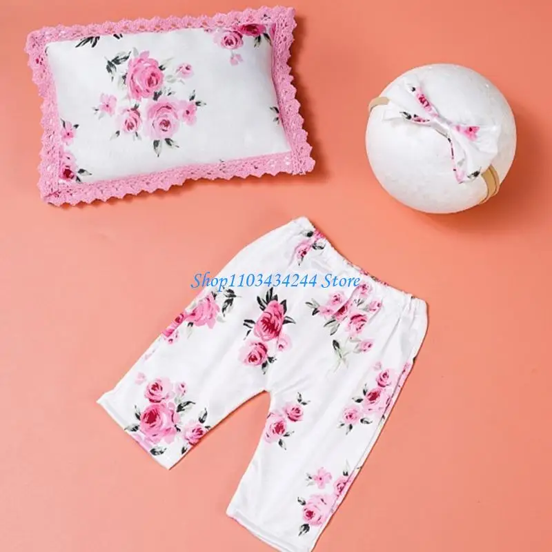 التصوير الدعائم للطفل 0-2 متر تشكل وسادة غطاء الرأس فستان أطفال مع سروال داخلي الرضع الشهرية حفلة صور الملابس حديثي الولادة صور