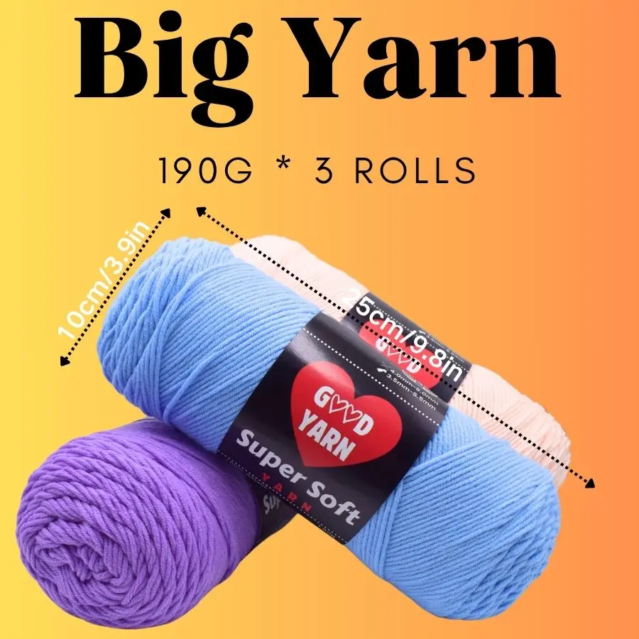 190g*3 Stück Weiches & Gemütliches Mehrfarbiges Acrylgarn zum Häkeln & Stricken - Perfekt für die Herstellung Eigener Decken, Kleidung, Taschen – Detail 2