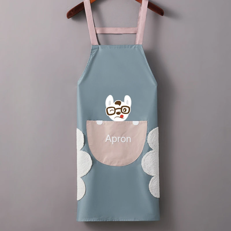 Cute Puppy Kitchen Household Cook Apron Can Wipe Hand Waterproof Oil Proof Easy To Clean Work Resistant To Dirt Cartoon Clothes